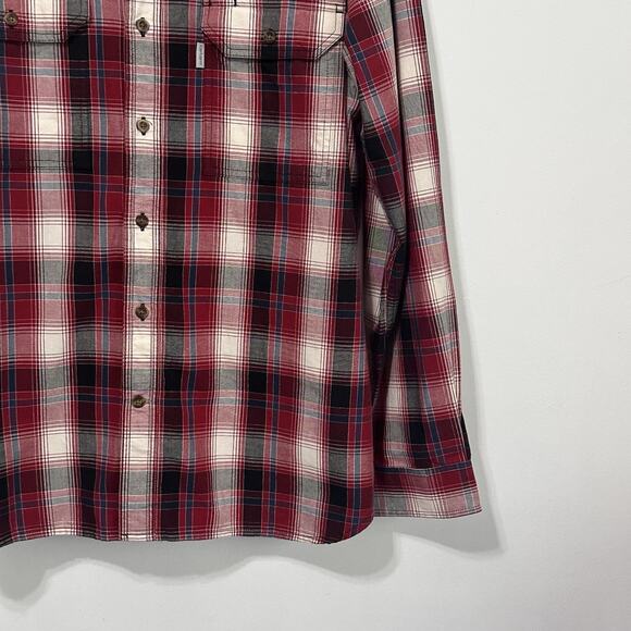 Carhartt Mens Relaxed Fit Shirt XL Red Gray Plaid Button Front Work Casual NEW - Picture 2 of 9